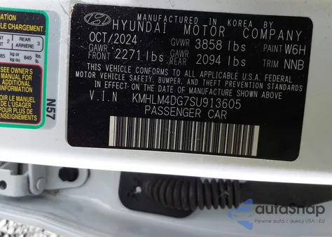 2025 Hyundai Elantra Sel Sport z USA, uszkodzony, nr VIN KMHLM4DG7SU913605